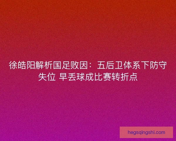 徐皓阳解析国足败因：五后卫体系下防守失位 早丢球成比赛转折点
