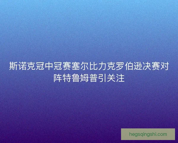 斯诺克冠中冠赛塞尔比力克罗伯逊决赛对阵特鲁姆普引关注